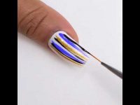 drag marble blue gold white black lines easy nail art designs 💅#nailart #short
