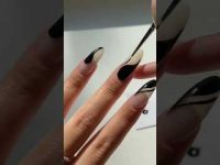 Black Line Nail Art Tutorial 🌺 2022 #shorts #nailart #nailtutorial #viral  #viralshorts #ネイルアート