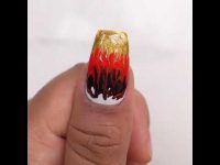 Drag Marble Nail Art Fire 🔥 nail art designs 💅 #nailart #firenailart #shorts