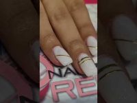 golden strip nail art , french pattern nailart , beautiful easy nailart #nailart #nails #shorts