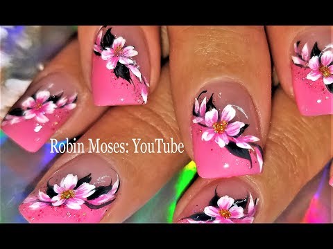 Pink Flower Nail Art Design! Spring Nails 2018 Tutorial
