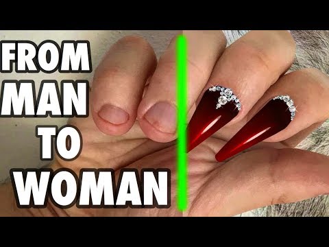 HARDEST TRANSFORMATION FROM MAN TO WOMAN HAND USING GEL NAIL EXTENSION SHOCKING BEAUTY TUTORIAL 2018