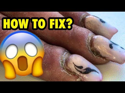 HARD WORKER NAILS #TRANSFORMATION and #RUSSIAN STYLE MANICURE at home NEW NAIL ART 2018 with GLITTER