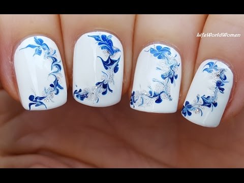 NEEDLE NAIL ART #14 – WINTER Drag Marble Nails Tutorial