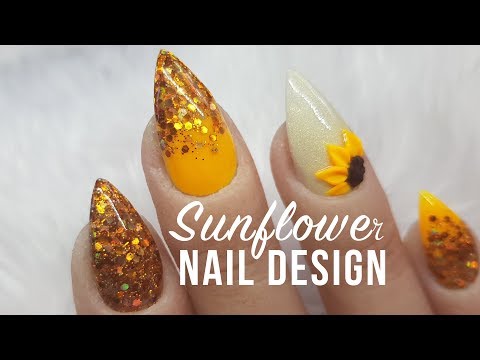 PERFECT SHORT SUMMER NAILS | 3D SUNFLOWER NAIL ART & GLITTER