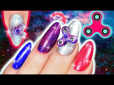 FIDGET SPINNER NAILS! WORLDS SMALLEST FIDGET SPINNERS! Galaxy Fidget Spinner DIY for Dolls & Nailart