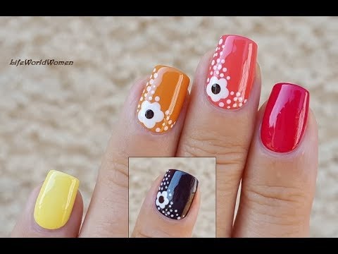 FALL NAIL ART IDEAS 2018 #4 / Colorful Dotting Tool FLORAL NAILS