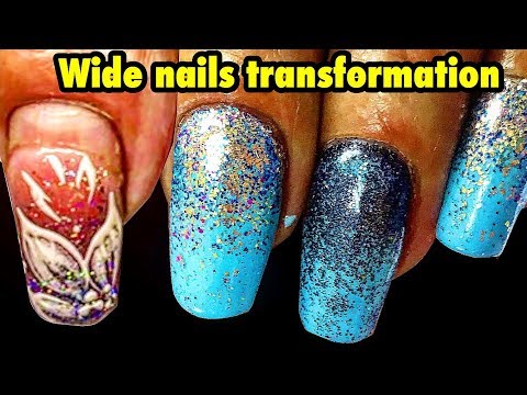 WIDE NAILS TRANSFORMATION  | NAILS EXTENSION AND BEAUTIFUL NAIL ART ON BULKY NAILS 2018