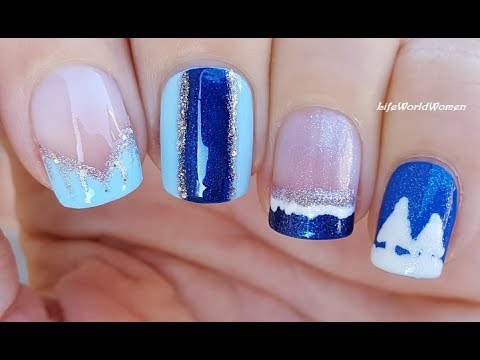 4 Easy Sparkly Blue WINTER NAIL ART Designs