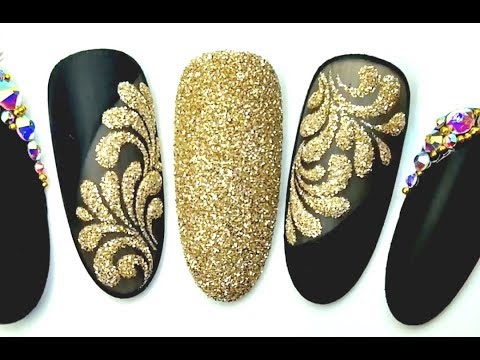 TOP Nail Art 2019✔GLITTER NAIL ART Black&Gold ✔Design in Beauty-Nail Art ✅