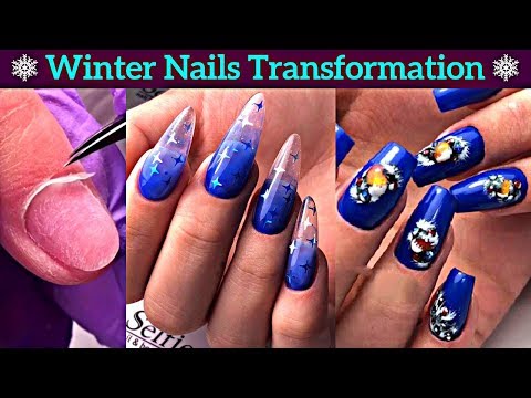 Winter Nails Transformation ☃️ Gel Nail Art Tutorial ❄️