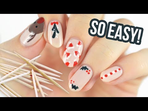 Christmas Nail Art For Beginners Using A TOOTHPICK!