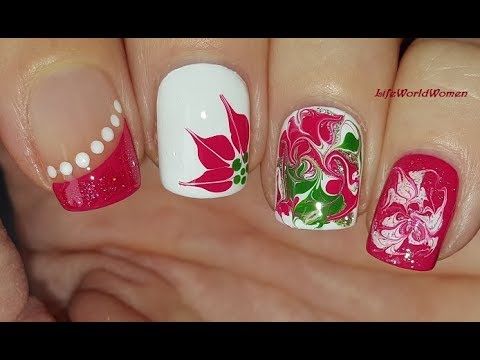 4 CHRISTMAS NAIL ART DESIGNS #3 / Dry Marble Nails / LifeWorldWomen