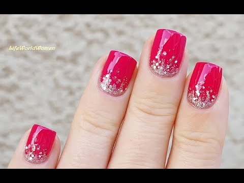 RED & GOLD NAIL ART / Elegant Gradient Nails