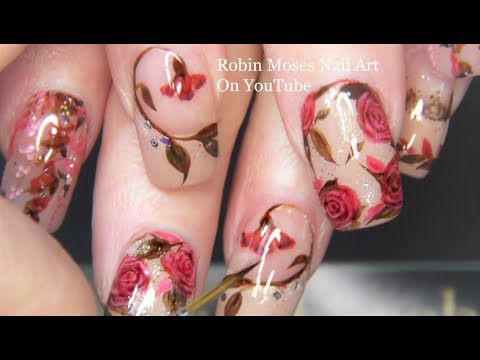 Romantic Valentine’s Day Nails | Pink Rose Nail Art Design Tutorial