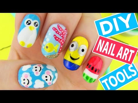 DIY Nail Art Tools with 5 Easy Nail Art Designs! How to Paint your Nails at Home!