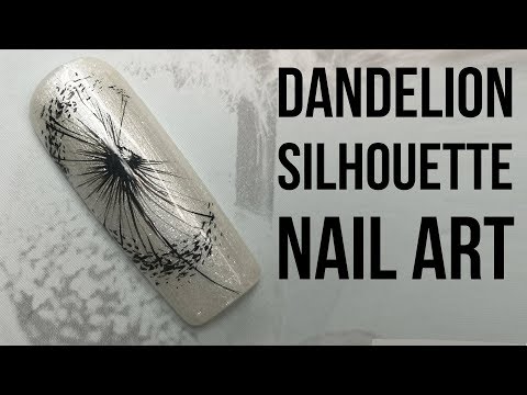 Hand Painted Dandelion Silhouette Nail Art