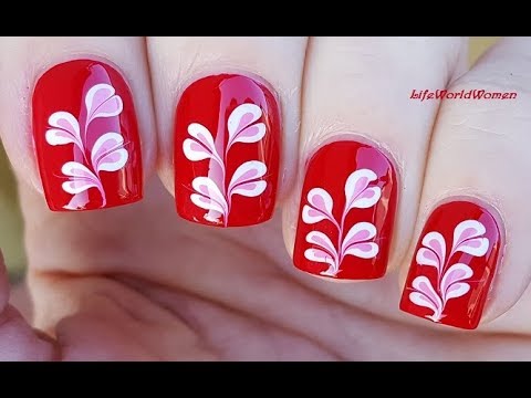 RED HEARTS NAIL ART Using Dry Marble Technique