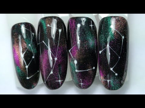 Space nails tutorial 🌌 Easy galaxy nailart with cat eye gel polish