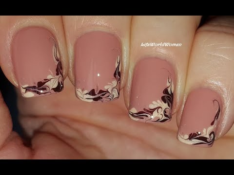 NEEDLE NAIL ART #42 : Pale Pink PASTEL NAILS With Dry Marble Side Tips
