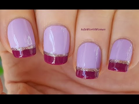 NO TAPE FRENCH NAIL ART In Purple Shades