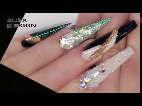 NEW NAIL ART / NAIL TECHNICIAN ALEX / THE BEST LONG NAIL COFFIN SHAPE /605