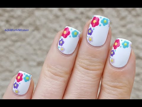 WHITE NAIL ART With DOTTING TOOL FLOWERS