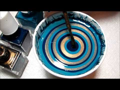 Ornate Holiday Teal and Gold Water Marble | DIY Nail Art Tutorial