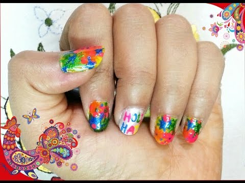 Colourful Holi Nail Art Tutorial | 2017 | Nailart With Toothpick