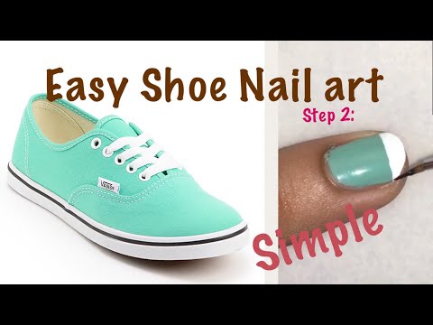 Easy Shoe nail art|simple|short|dhs nails|DIY|Shoes|cute nailart|sneakers|green shoes|for beginners|