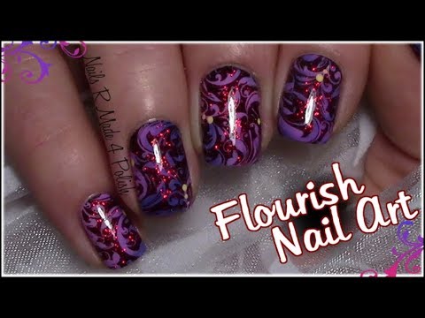Christmassy Flourish Nail Art / Xmas Nails / Christmas Nailart Design