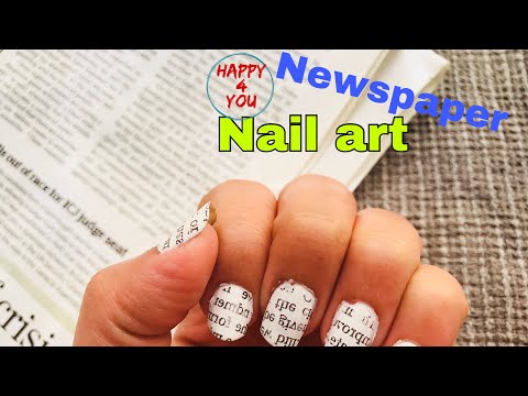 Newspaper Nailart in Malayalam 💅🏻പത്രം നെയിൽ പോളിഷ്‌ ||Happy4you