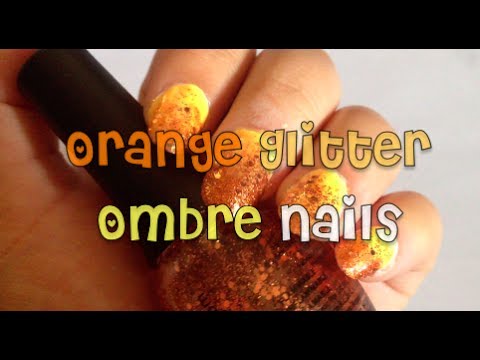 DIY: Orange Glitter Ombre Nail Art ♡ Theeasydiy #HalloweenHorror #NailArt