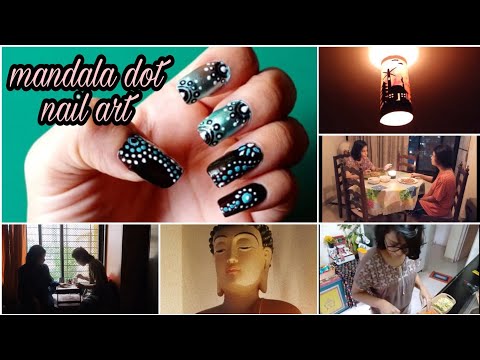 mandala dot nailart/nailart/dot nail art/mandala on nails/hakka noodles easy recipe/a day in my life