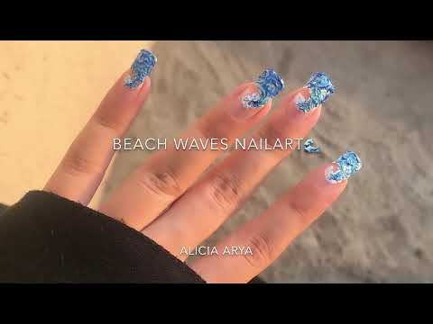 Beach nail art 🏖 | DIY WAVES NAILART USING A TOOTHPICK 🌊 | Trick