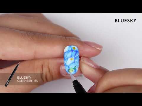 BLUESKY Nail Art Tutorial – #Watercolor Effect by AQUACOLOR NAIL PEN #nailart #newdesign