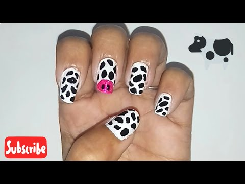 Cow Print Nail Art || Cow Nailart 🐄|| Cow Print Nails || Animal Nail Art