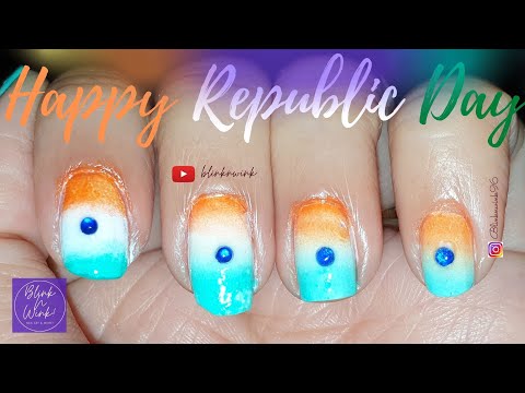 Republic Day Nail Art | Tricolor | Ombre effect | #rhinestones #nailart #how to #nailsofinstagram