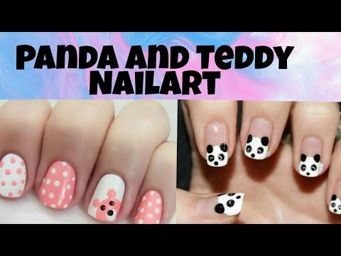 Panda and  Teddy bear Nailart| Nailart without any tools| Nailart tutorial| easy nailart 2020