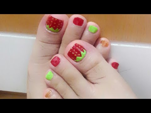 DIY Toenails strawberry nail art design/ nailart #54