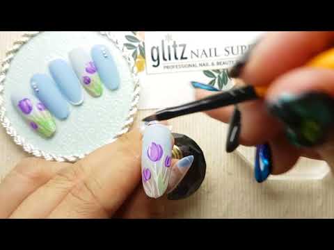 NailArt Set 10 Purple Tulips Full Vid
