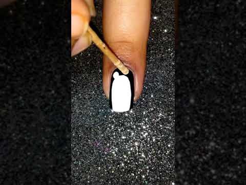 DIY Penguin 🐧 Nail art with toothpick #shorts #nailart #nailartwithtoothpick