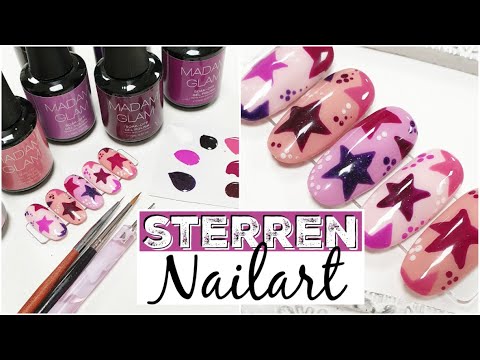 Nail art met sterren ★ handpainted gelpolish design ♥ Beautynailsfun.nl
