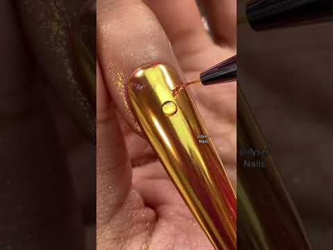 Gold Chrome Drip nail art #nail #nailart #nailtutorial