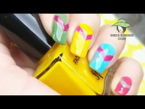 Striping Brush Nail Art!! Multicolored Nail Art!! Nail art! #nailart #nails
