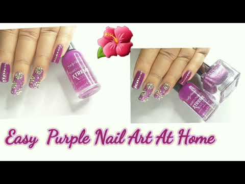 Easy purple nail art at home #nailart #nails