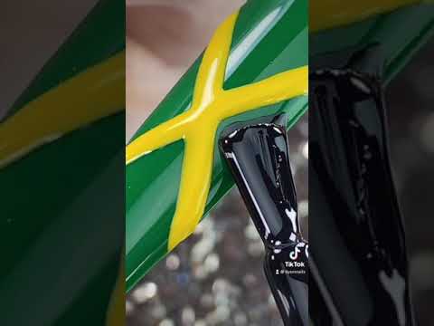 Jamaica Flag 🇯🇲 Nail Art #shorts #nails #nailart