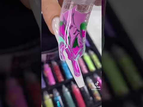 Mint, Pink and Green Marble Design: Satisfying Nail Art #shorts #nails #nailart