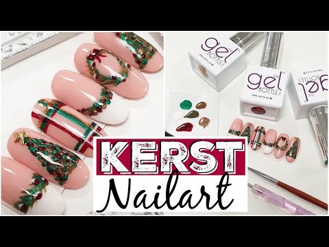 Kerst nail art met gelpolish handpainted ♥ Beautynailsfun.nl