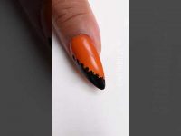 Simple Easy Nail Art Using Dotting Tool Orange and Black #nailart#cutenailartl#newnail2022#nailart
